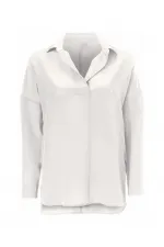 Saf İpek Bluz - Ekru