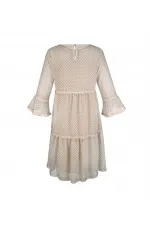 Ponpon Şifon Elbise - Kum
