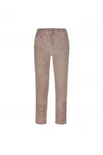 Taşlı Slim Fit Pantolon - Vizon