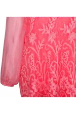 2 Parça İşlemeli Dantelli İpek Bluz - Narçiçeği