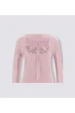 T-shirt brodé - Rose