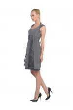 Vintage Dantelli Elbise - Vizon