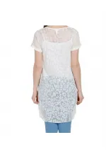 İpek Leopar Desenli Plaj Elbise - Krem