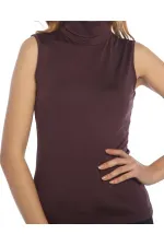 Basic Boğazlı Tişört - Bordo