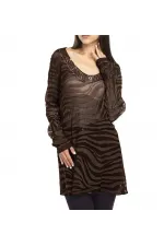 İpek Plaj Tunik  - Kahve