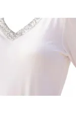 Payetli Tişört - Beyaz