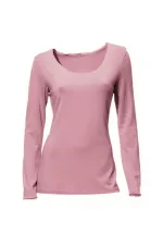 T-shirt basique à manches longues - Rose poudré