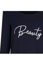 Baskılı Uzun Tişört - Lacivert