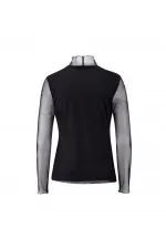 Tül İşlemli Bluz - Siyah