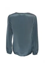 Saf İpek Bluz - Antrasit