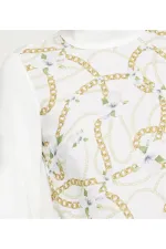 Baskılı Bluz - Beyaz