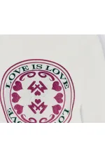 Long Sleeve Shiny Embroidered T-Shirt - White