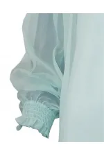 İpek Büzgülü Bluz - Nane Yeşili