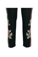 Nakış İşlemeli Pantolon - Siyah