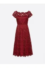 Dantelli Elbise - Kırmızı