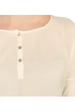 Uzun Kollu T-shirt - Ekru