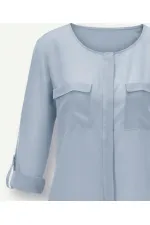 Chemise en pure soie - Bleue