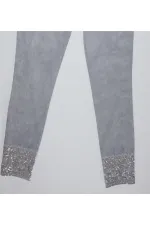 Payetli Pantolon - Gri