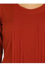 Uzun Kollu Şifon Tişört - Turuncu