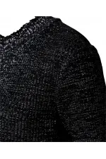 Glittery Slim Turtleneck T-Shirt - Black