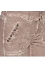 Yağlı Boya Taşlı Pantolon - Gül Kurusu