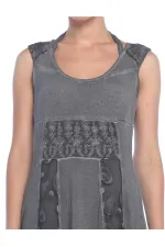 Vintage Dantelli Elbise - Vizon