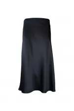 Saten Uzun Etek - Siyah