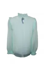 İpek Büzgülü Bluz - Nane Yeşili