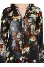 Chemise à imprimé floral - Bleu marine