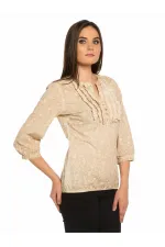 Batik Dantelli Tişört - Kum