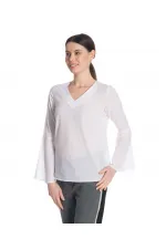 Kolları Volan Bluz - Beyaz