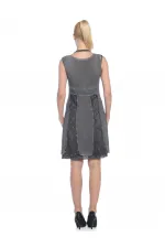 Vintage Dantelli Elbise - Vizon