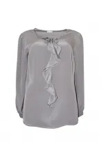 Saf İpek Bluz - Vizon