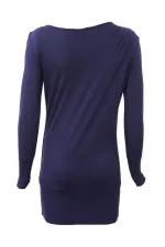 Geniş Yaka Bluz - Lacivert