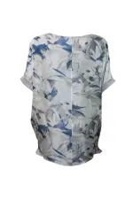 Uzun Payetli İpek Bluz - Baskılı