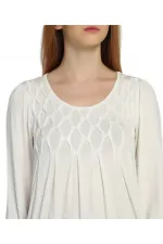 Uzun Kollu Tişört - Ekru