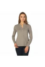 Puantiyeli Bluz - Vizon