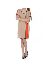 Saten Şeritli Elbise - Çok Renkli