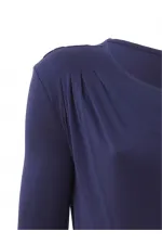 Geniş Yaka Bluz - Lacivert