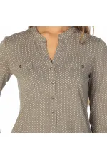 Puantiyeli Bluz - Vizon