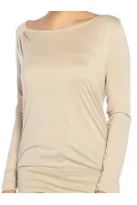 Geniş Yaka Bluz - Taş