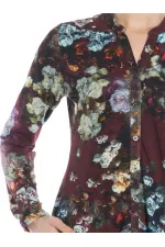 Chemise à imprimé floral - Bordeaux