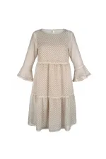 Ponpon Şifon Elbise - Kum