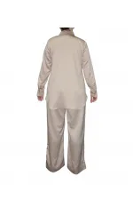 Saten Gömlek ve Pantolon Takım - Kum