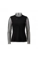 Tül İşlemli Bluz - Siyah