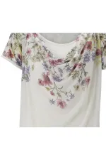 Çiçek Baskılı Bluz - Ekru