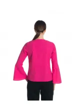 Kolları Volan Bluz - Pembe