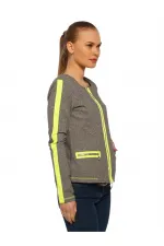 Neon Sweat Ceket - Gri