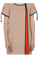 Saten Şeritli Elbise - Çok Renkli