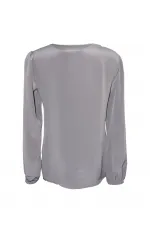 Saf İpek Bluz - Vizon